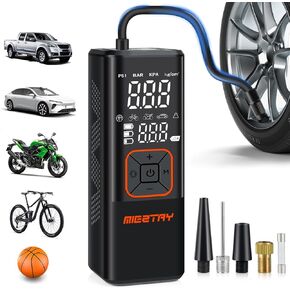 Tire Inflator Portable Air Compressor - 2X Fast Cordless Air Pump for Car Tires, Motorcycle, Bicycle Pump - 150 PSI Auto Tire Inflator with Pressure Gauge