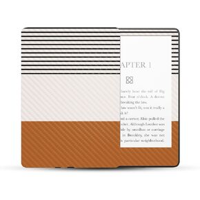MightySkins Carbon Fiber Skin Compatible with Amazon Kindle Paperwhite 5 6.8-inch 11th Gen (2021) Full Wrap - Neutral Stripes | Textured Carbon Fiber Finish | Easy to Apply | Made in The USA