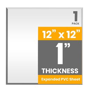 Performore Expanded PVC Sheet Lightweight Rigid Foam 25mm (1-Inch) 12 x 12 inches White Ideal for Signage, Displays, and Digital/Screen Printing