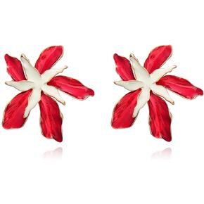 Colorful Dripping Oil Flower Floral Enamel Statement Stud Earrings Jewelry for Women Girls