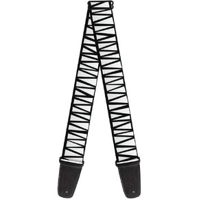 Guitar Strap Zig Zag Doodle Black White 2 Inches Wide