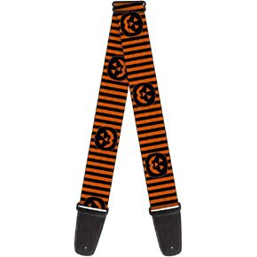 Buckle-Down Guitar Strap Jack O Lantern Pumpkin Stripe Orange Black 2 Inches Wide