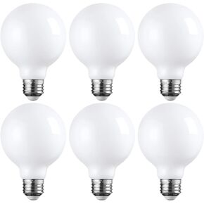 TORCHSTAR G25 Globe Light Bulbs LED Dimmable, Round Frosted Vanity Light Bulb for Bathroom, LED Edison Bulb, 4.5W(60W Eqv.), UL & Energy Star Listed, 500lm, E26 Base, 2700K Soft White, Pack of 6