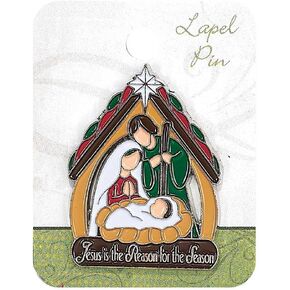 Dicksons Jesus is The Reason Holy Family 1.5 Inch Metal Color Epoxy Christmas Nativity Lapel Pin