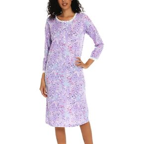 ENJOYNIGHT Womens Cotton Nightgown Nightshirt Button Down Sleep Shirt