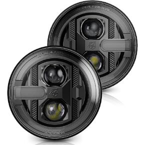 Xprite 2024 Upgraded 1200% Bright JK LED Headlights | DRL | Turn Signal | Hi/Lo Beam | Patented Design | 7" Round LED Headlights Fits 1997-2018 Jeep Wrangler JK JKU LJ TJ Hummer H1 H2 | DOT Approved
