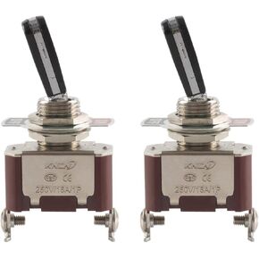 Paialu 2 Pcs Heavy Duty Rocker Toggle Switch, 16A 250V SPDT 2 Position 2 Pin ON/Off Toggle Switch with Black PC Wear-Resistant Handle- Plastic Metal Stainless Steel Top in Saudi Arabia