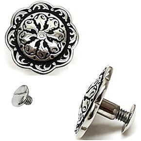 2 Pack 1" Western Antiqued Round Berry Concho w/ 1/4" Chicago Screw