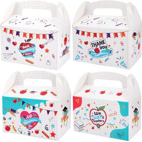 HOWAF Thank You Teachers Party Favors Gift Boxes, Teachers Appreciation Week Treat Boxes for Teachers Party Supplies, Best Teachers Ever Candy Boxes for Teacher Day, Thanks Teachers Party Decorations Paper Boxes, 12pcs