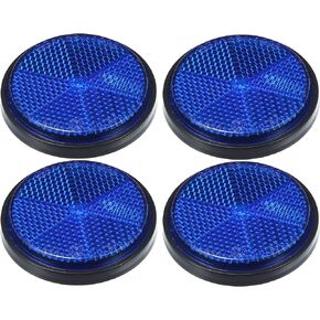X AUTOHAUX 4 Pcs Universal Round Shape Reflector for Motorcycle Garbage Cans Car Trailer Truck and Bike Blue