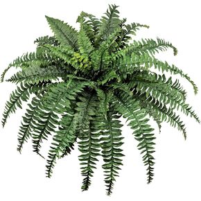 Large Artificial Ferns for Outdoor 49" Fake Boston Fern 49 Fronds Faux Ferns Plant Silk Greenery for Indoors Home Garden Porch Windowsill Decor (1 Stem)