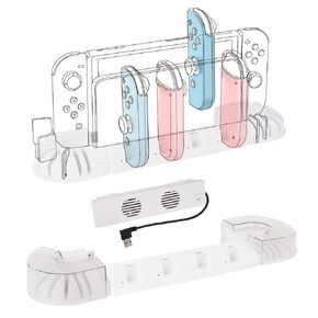 Geekria Charging Station Stand and Game Holder Compatible with Nintendo Switch & OLED Model Joy-Cons, Charger Stand Station with Cooling Fan Intended for Nintendo Switch Joy Con