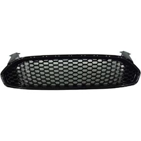 Grill Compatible with 2013-2016 Ford Fusion Front Upper Honeycomb Grille Gloss Black Replacement 1pc