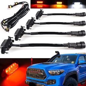 Front Grill Lights for Tacoma TRD Pro Grille Light - Amber LED Lighting with Smoked Lens, 2005-2011 & 2016-2019 Tacoma Grilles Kit
