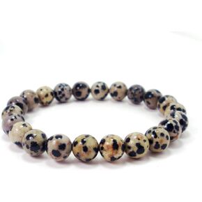 Energized Gemstone Stretch Bracelet - 8mm Beads - Wrist mala beads Bracelet - 7.5" Unisex - Crystal healing wristband (Dalmatian Jasper)
