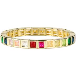 Colorful Zircon Stone Bracelet Enamel Bracelet Tile Bracelet for Women Stackable Elastic Bracelet Gifts for Women