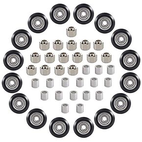 48 PCS 3D Printer POM Pulley Wheel Set with Pulley Bearing Included 16 PCS POM Wheel 16 PCS Eccentric Spacer 16 PCS Round Column for Creality Anycubic Anet Series 3D Printer Ender 3