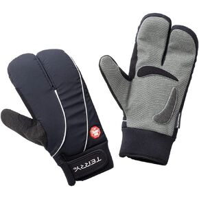 Terry Cycling Gloves Windstopper Split Mitt Gel/Foam Padded Bike Gloves Women Warm Insulated Winter Sports Mitten