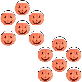 Beistle 12 Piece 3" x 2.75" Plastic Miniature Jack-O-Lantern Buckets, Pumpkin Decorations for Halloween Party Supplies