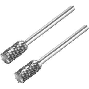 uxcell Tungsten Carbide Rotary Files 1/8" Shank, Double Cut Top Toothed Cylinder Shape Rotary Burrs Tool 6mm Dia, for Die Grinder Wood Soft Metal Polishing Model Engineering, 2pcs