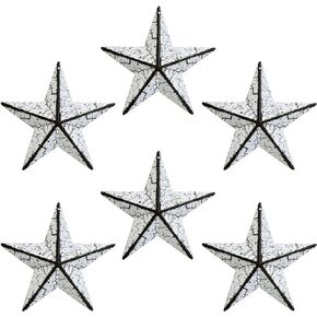 WKHOMEDECO 5.5" Metal Barn Stars for Outside - Set of 6 Rusty Metal Stars for Crafts and Star Decor - Outdoor Stars Metal in Rustic Star Outdoor Decor - Metal Star Wall Decor (Black)…