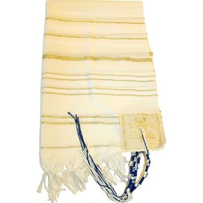 شال/تاليت مسيحي للرجال من Holy Land Market - The Messiah Tallit (أبيض بالكامل، 72 × 36 بوصة)
