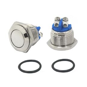 Momentary Push Button NO Switches SPST 16mm Waterproof Pushbutton Switch Momentary with Screw Terminals 1A 3A 5A 110V 120V 230V 250V AC 36V DC PBSM-08