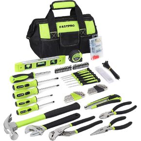FASTPRO 215-Piece Home Repairing Tool Set with 12-Inch Wide Mouth Open Storage Bag,Household Hand Tool Kit,Red in Kuwait