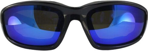 Birdz Eyewear Oriole Padded Motorcycle Riding Sunglasses Gloss Black Frames Blue G-Tech Reflective Lenses in Saudi Arabia
