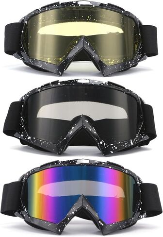 3 Pack Motorcycle Goggles Dirt Bike Goggles Windproof ATV Dustproof Racing Goggles Ski Goggles Safety Glasses in Saudi Arabia