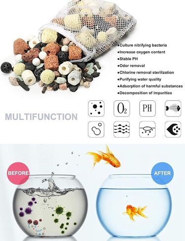 GOLDEAL Bio Balls Ceramic Rings Set, Aquarium Biological Filter Media with Mesh Bag for Fish Tank and Pond, Fish Tank Filter, Decorations, Accessories (2Pack,2.2lb) in Saudi Arabia