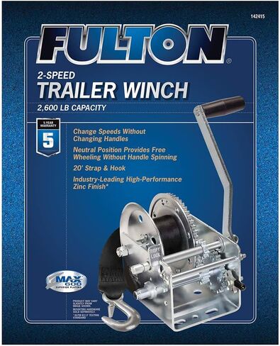 Fulton 142415 Dual Speed Winch with 20' Strap - 2600 lbs. Capacity, 1 Pack, Silver in Saudi Arabia