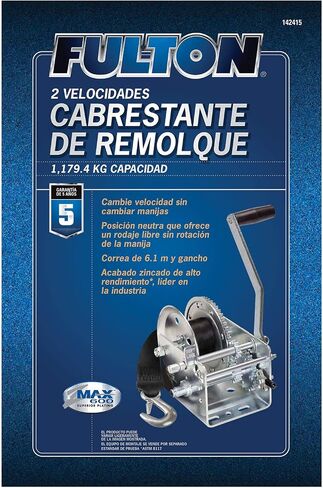 Fulton 142415 Dual Speed Winch with 20' Strap - 2600 lbs. Capacity, 1 Pack, Silver in Saudi Arabia