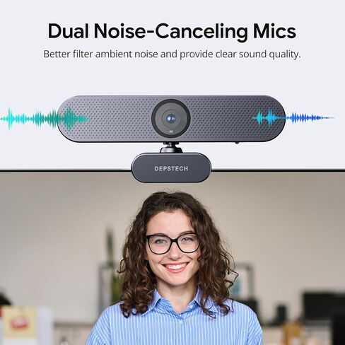 كاميرا ويب DEPSTECH 4K مع جهاز تحكم عن بعد، كاميرا ويب بمستشعر Sony Ultra HD مع ميكروفونات، إلغاء الضوضاء، التركيز التلقائي، تصحيح الإضاءة المنخفضة، غطاء الخصوصية، كاميرا ويب للكمبيوتر الشخصي/Mac/الكمبيوتر المحمول/سطح المكتب/التكبير/الفرق in Kuwait