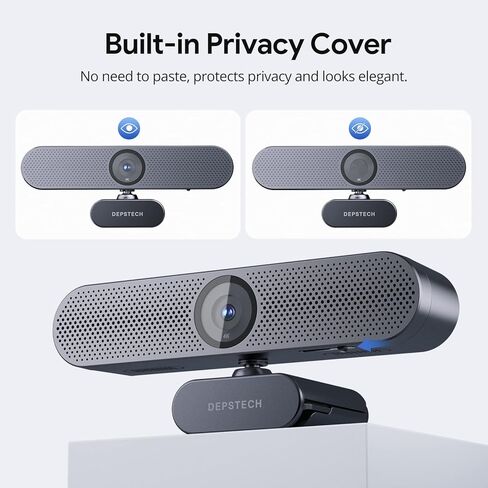 كاميرا ويب DEPSTECH 4K مع جهاز تحكم عن بعد، كاميرا ويب بمستشعر Sony Ultra HD مع ميكروفونات، إلغاء الضوضاء، التركيز التلقائي، تصحيح الإضاءة المنخفضة، غطاء الخصوصية، كاميرا ويب للكمبيوتر الشخصي/Mac/الكمبيوتر المحمول/سطح المكتب/التكبير/الفرق in Kuwait