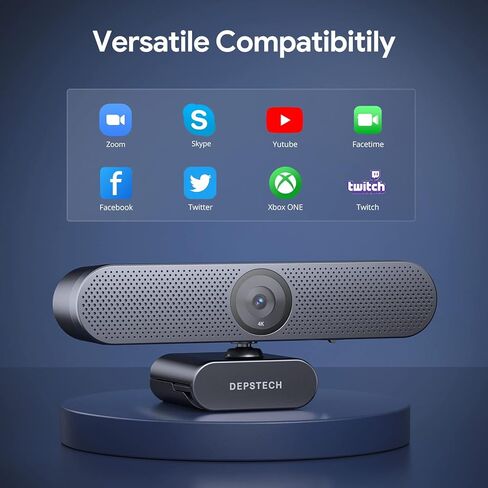 كاميرا ويب DEPSTECH 4K مع جهاز تحكم عن بعد، كاميرا ويب بمستشعر Sony Ultra HD مع ميكروفونات، إلغاء الضوضاء، التركيز التلقائي، تصحيح الإضاءة المنخفضة، غطاء الخصوصية، كاميرا ويب للكمبيوتر الشخصي/Mac/الكمبيوتر المحمول/سطح المكتب/التكبير/الفرق in Kuwait