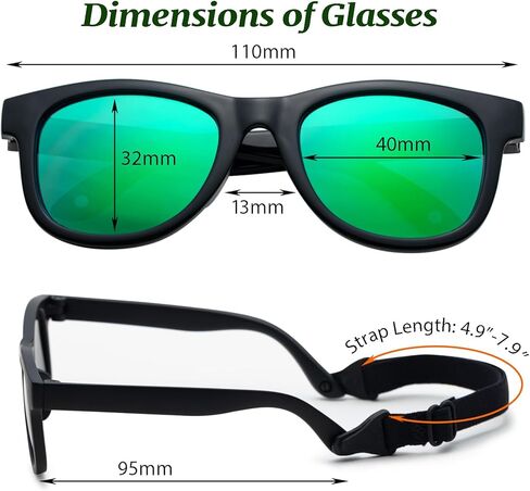 Flexible Polarized Infant Baby Sunglasses with Strap for Newborn Toddler Boys Girls Age 0-24 Months in Saudi Arabia