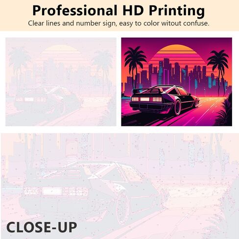 Rebotipy Paint by Numbers for Adults Sports Car Paint by Numbers Kit Cityscape Canvas Art DIY Paint by Numbers for Adults Kids Paint by Numbers for Adults Beginner 16x20 in in Saudi Arabia