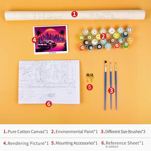 Rebotipy Paint by Numbers for Adults Sports Car Paint by Numbers Kit Cityscape Canvas Art DIY Paint by Numbers for Adults Kids Paint by Numbers for Adults Beginner 16x20 in in Saudi Arabia
