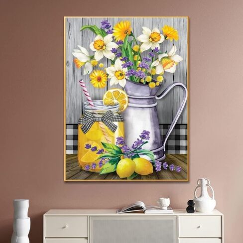 BOMUVI Paint by Number for Adults Beginner Paint by Numbers for Adults Flower Paint by Number Kits Acrylic Painting Paint by Number Kits on Canvas Paint by Number Adults Lemon 16x20 Inch in Saudi Arabia