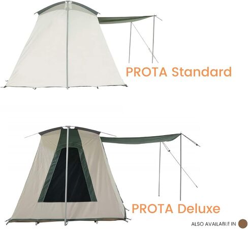WHITEDUCK PROTA 4-Season Waterproof Canvas Cabin Tent w/Windows and Awning for 4-8 People - Perfect for Family Camping, Hunting (Deluxe 10' x 14', Olive) in Kuwait