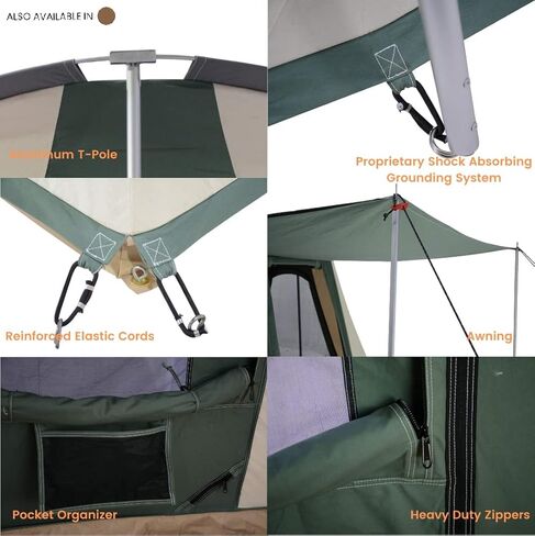 WHITEDUCK PROTA 4-Season Waterproof Canvas Cabin Tent w/Windows and Awning for 4-8 People - Perfect for Family Camping, Hunting (Deluxe 10' x 14', Olive) in Kuwait