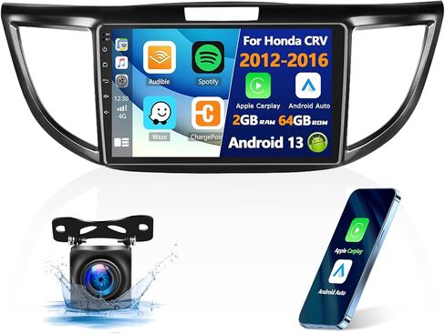 2+64G Android 13 Car Stereo for Honda CRV 2012-2016 with Wireless Carplay Android Auto,9'' HD Touchscreen Honda CRV Car Radio with Mirror Link WiFi GPS Navigation Bluetooth FM/RDS SWC+AHD Rear Camera in Saudi Arabia