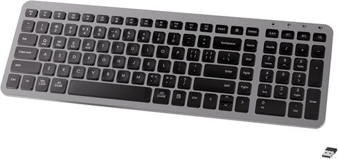 Compact Bluetooth & 2.4Ghz Keyboard Wireless - Multi-Device Quiet Wireless Keyboard - 106 Keys Full Size Keyboard for iPad, Tablet, Laptop, Computer, PC, Notebook, Windows, Mac, Chrome OS, Android in Kuwait