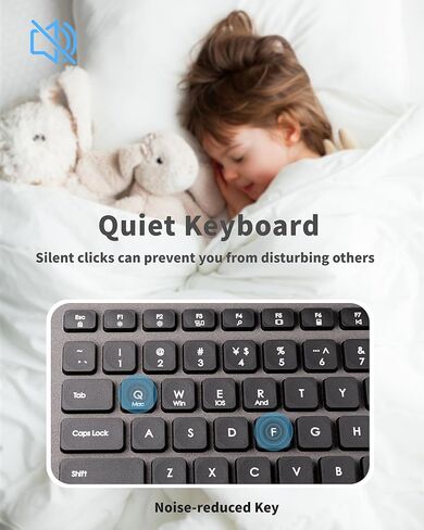 Compact Bluetooth & 2.4Ghz Keyboard Wireless - Multi-Device Quiet Wireless Keyboard - 106 Keys Full Size Keyboard for iPad, Tablet, Laptop, Computer, PC, Notebook, Windows, Mac, Chrome OS, Android in Kuwait