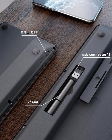 Compact Bluetooth & 2.4Ghz Keyboard Wireless - Multi-Device Quiet Wireless Keyboard - 106 Keys Full Size Keyboard for iPad, Tablet, Laptop, Computer, PC, Notebook, Windows, Mac, Chrome OS, Android in Kuwait