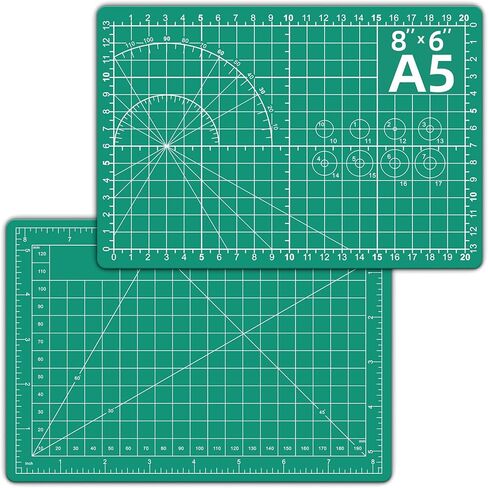 حصيرة قطع دوارة ذاتية المعالجة مقاس 8.6 × 6 بوصة من DIYSELF - لوح حرفي مزدوج الجوانب من 5 طبقات للخياطة واللحف وسجل القصاصات - واقي طاولة دقيق بحجم A5، أخضر in Kuwait