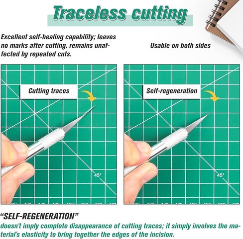 حصيرة قطع دوارة ذاتية المعالجة مقاس 8.6 × 6 بوصة من DIYSELF - لوح حرفي مزدوج الجوانب من 5 طبقات للخياطة واللحف وسجل القصاصات - واقي طاولة دقيق بحجم A5، أخضر in Kuwait