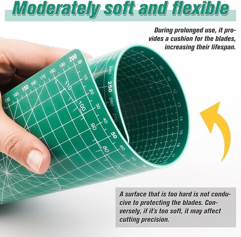 حصيرة قطع دوارة ذاتية المعالجة مقاس 8.6 × 6 بوصة من DIYSELF - لوح حرفي مزدوج الجوانب من 5 طبقات للخياطة واللحف وسجل القصاصات - واقي طاولة دقيق بحجم A5، أخضر in Kuwait