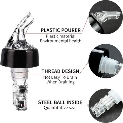 Automatic Measured Bottle Pourers Pack of 12 Liquor Bottle Pourers 1 oz (30 mL) Quick Shot Spirit Measure Wine Pourer Spouts Drinks Wine Cocktail Whiskey Dispenser Bartender Home Bar Tools (12pcs) in Saudi Arabia